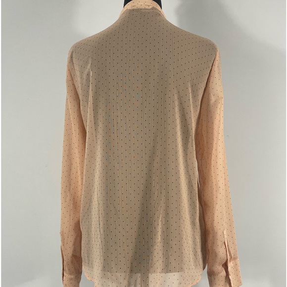 H & M Pink Polka Dot Ruffle top, Sheer, button up, Size Small - Picture 5 of 8